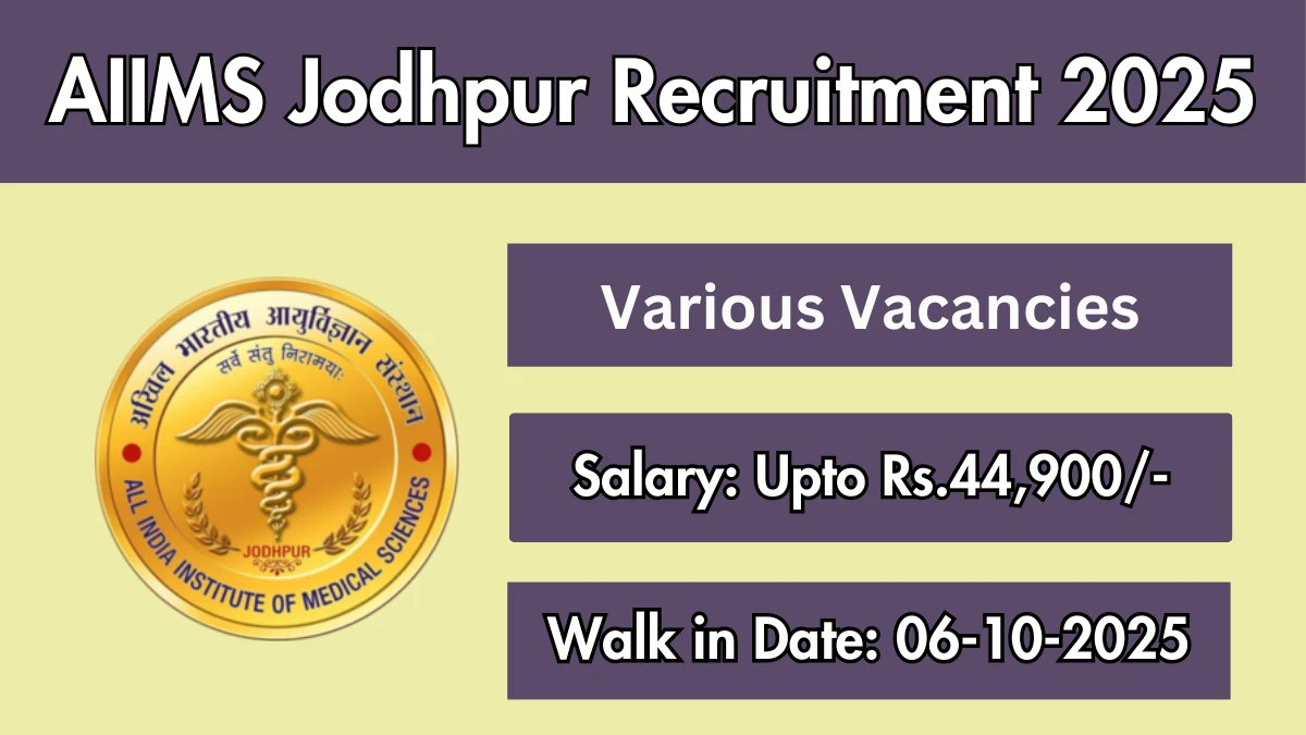 AIIMS Jodhpur Recruitment 2025