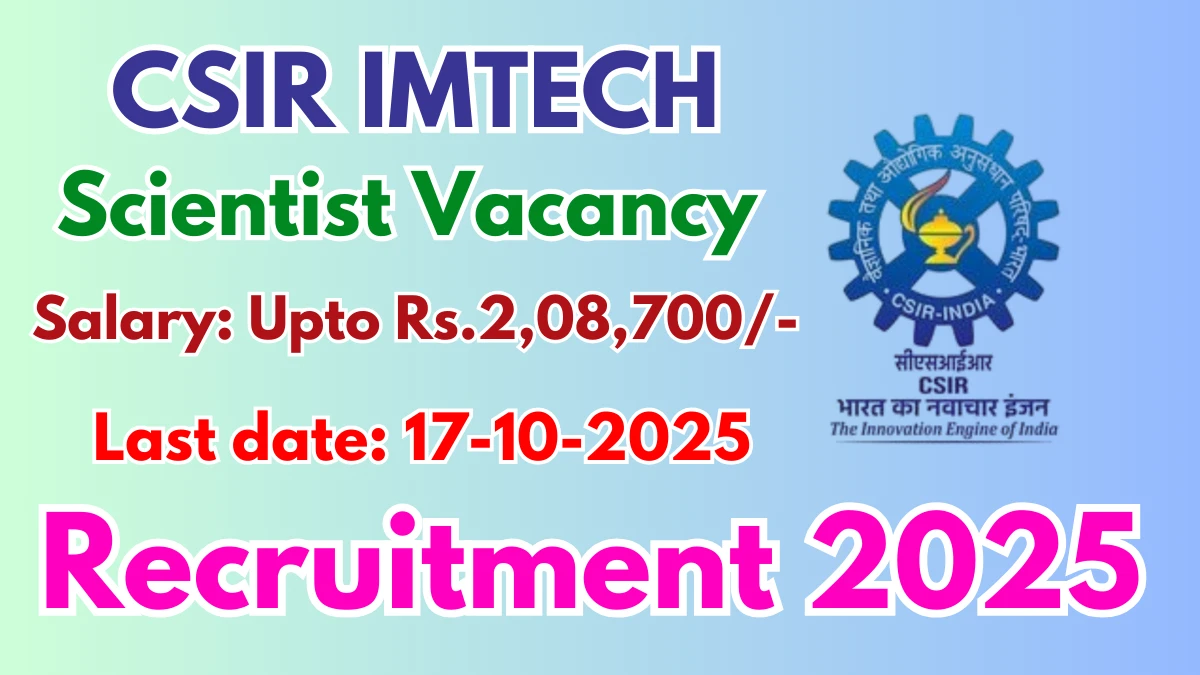 CSIR IMTECH Recruitment 2025