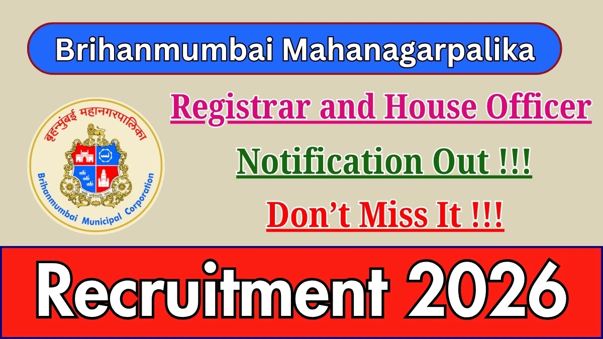 Brihanmumbai Mahanagarpalika Recruitment 2026