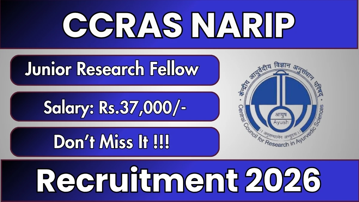 CCRAS NARIP Junior Research Fellow Recruitment 2026