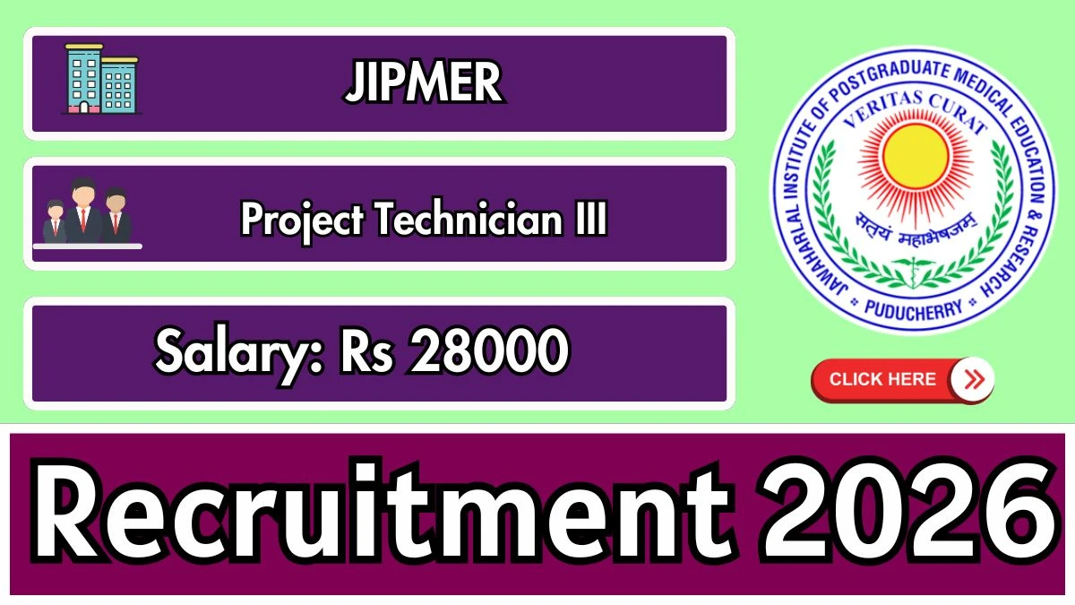 JIPMER Project Technician III Recruitment 2026
