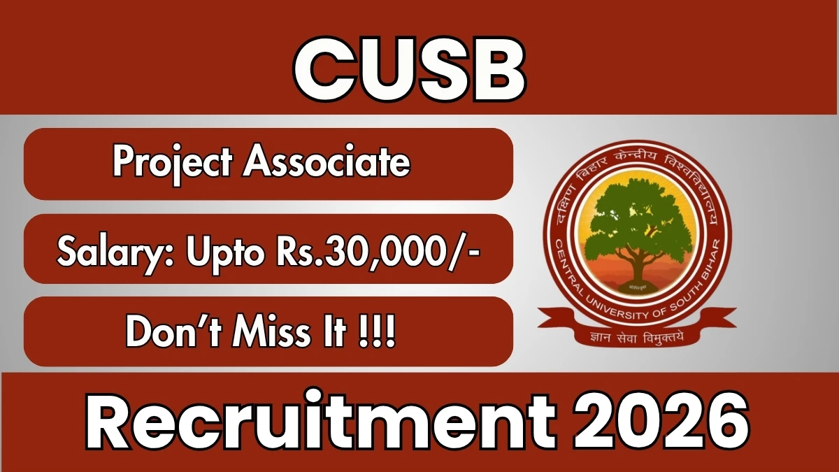 CUSB Project Associate Recruitment 2026
