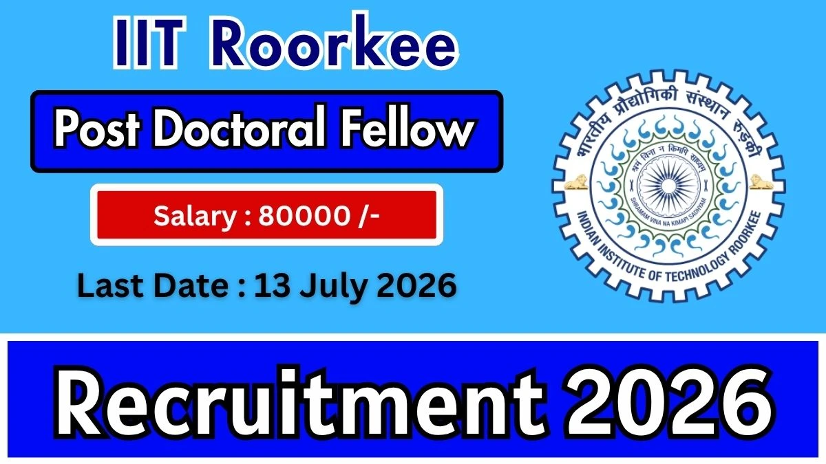 IIT Roorkee Post Doctoral Fellow Recruitment 2026
