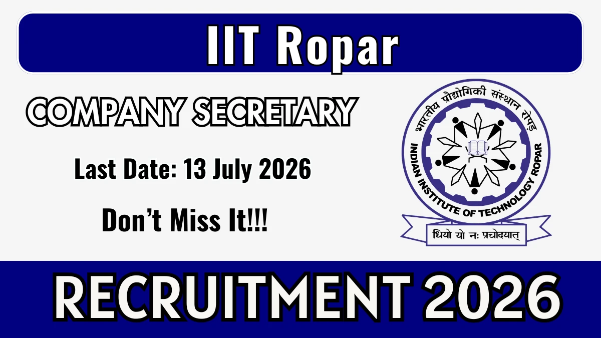 IIT Ropar Company Secretary Recruitment 2026