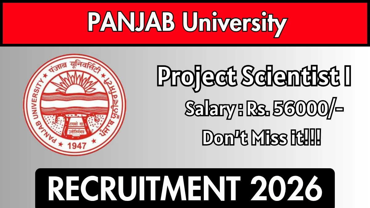 Panjab University Chandigarh Project Scientist I Recruitment 2026