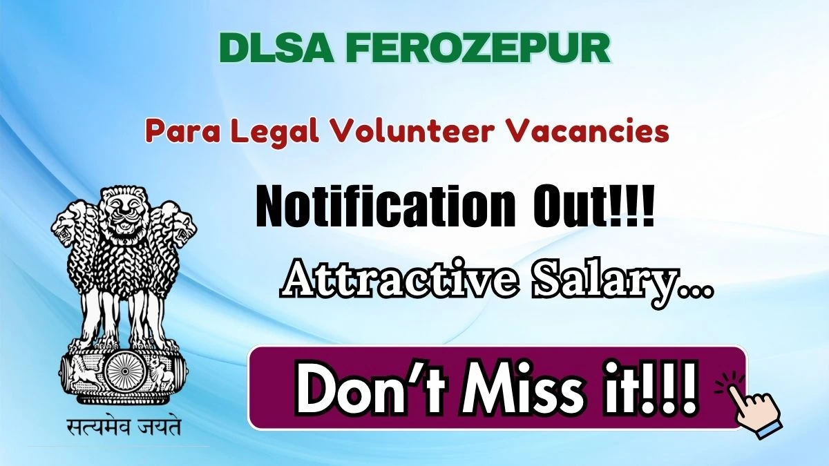DLSA Ferozepur Para Legal Volunteer Recruitment 2026