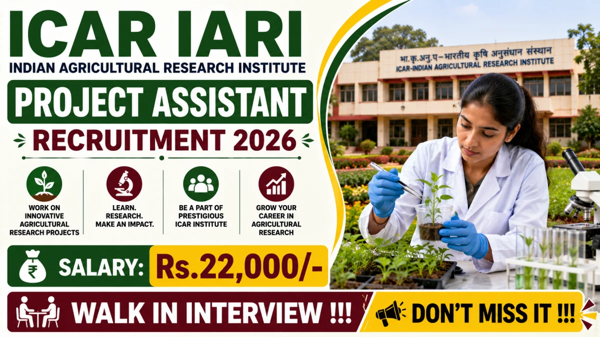 ICAR IARI Project Assistant Recruitment 2026