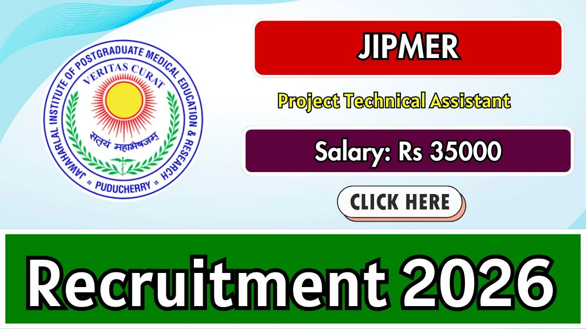JIPMER Project Technical Assistant Recruitment 2026