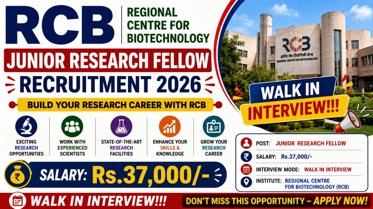 RCB Junior Research Fellow Recruitment 2026
