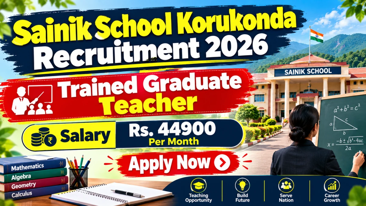 Sainik School Korukonda Trained Graduate Teacher Recruitment 2026