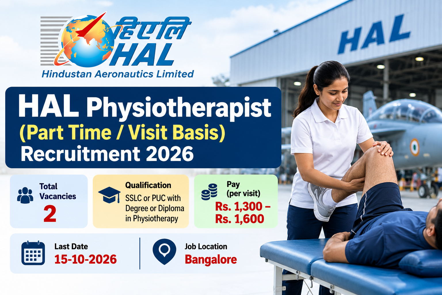 HAL Physiotherapist (Part Time / Visit Basis) Recruitment 2026