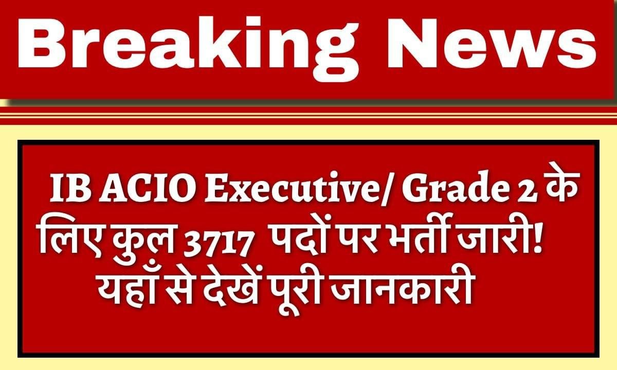 IB Acio Executive Recruitment 2025: Complete information related to Important Date, Vacancy, Registration Process